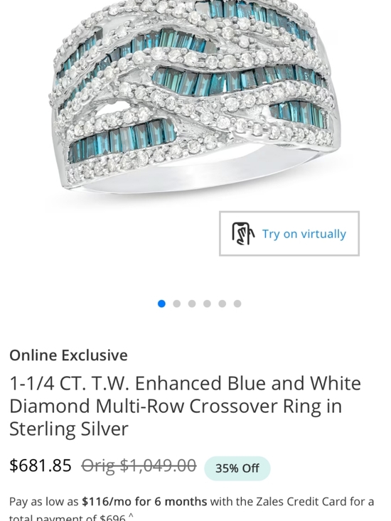 Jewelry - Silver Band Ring with Teal Blue Crystal Waves